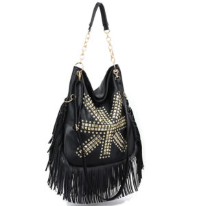 Women’s Bags Rivet Orange Soft Leather Tassel Portable Shoulder Bag