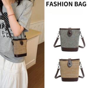 Woven Shoulder Summer Style, 2026 New Fashion Versatile Popular Straw Bag, Girls’ Crossbody Bucket Bag