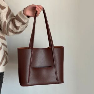 Women’s Fashion Large Capacity Simple Bucket Casual Upper Shoulder Tote Bag