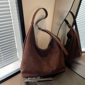 Autumn Winter Suede Large Capacity Single Shoulder Underarm Tote Retro Commuter Versatile Mother-Daughter