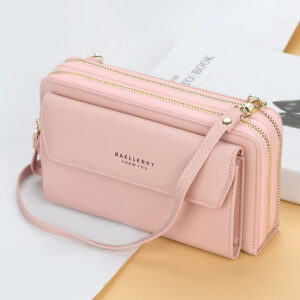 Women’s Long Wallet, Korean Style, Double Zipper, Large Capacity Crossbody Bag, Fashionable And Versatile Phone Bag