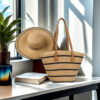 Hat Bag Set Khaki Wide Black