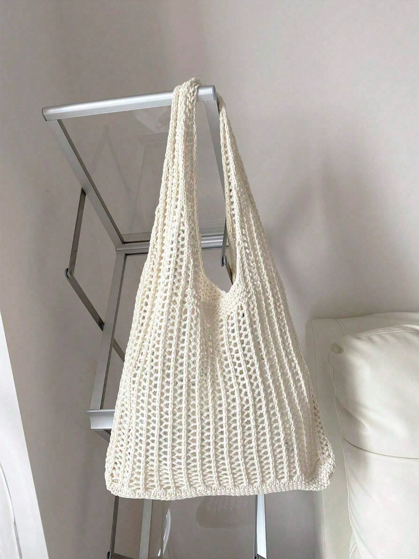 Fashion Knitted Versatile Tote Large Capacity Shoulder Simple Hollow Woven Summer Beach Bag - Image 6