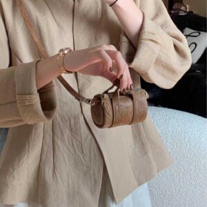 Brown 2026 Autumn New Exquisite Niche Neck Hanging High-end Cylinder Single Shoulder Crossbody Mini Bag