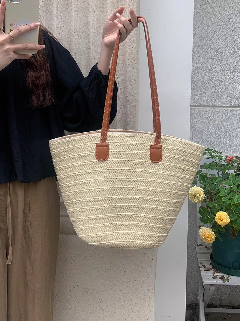 Straw For Women Large Capacity 2026 New Vacation Beach Woven Bucket Commuter Tote Bag Trendy - Image 7