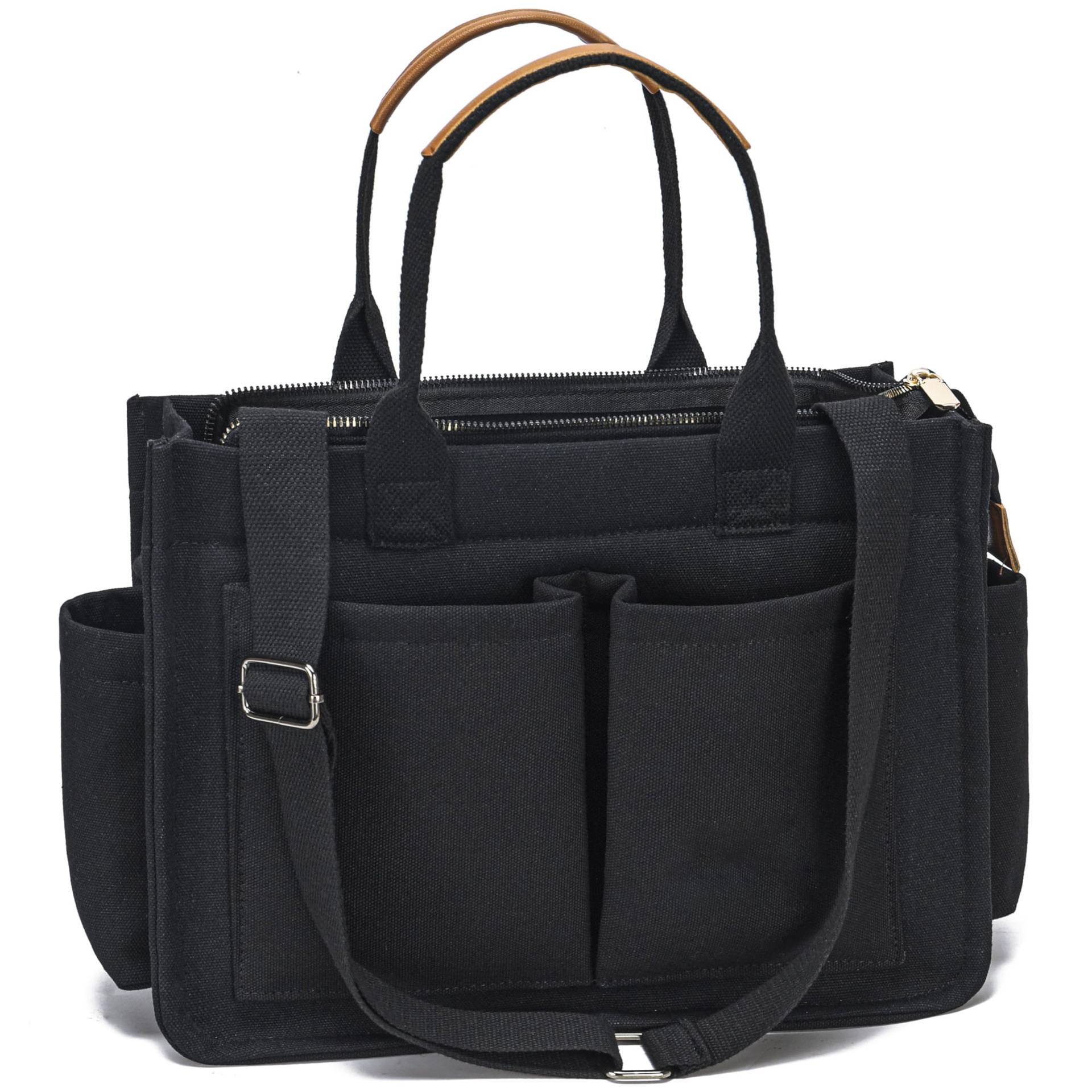 Large Canvas Tote For Women, With Pockets, Laptop Shoulder Bag - Image 10