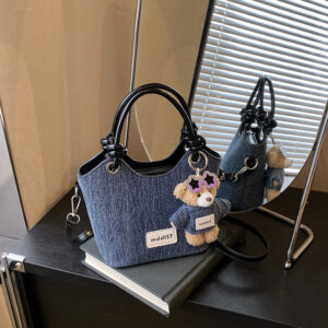 Fashion Denim Mini Square Handbag With High-End Doll Design Women Shoulder Or Crossbody Use New Style