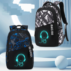 Men’s Bags All-Match Cartoon Schoolbag For Primary School Students Large Capacity Convenient Casual Luminous Backpack