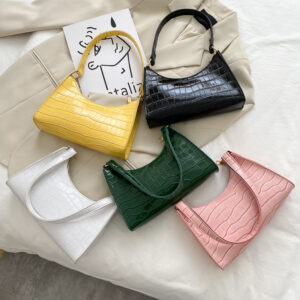 Fashion Women’s 2026 New Korean Style Fresh Underarm Bag Crocodile Pattern Personality Shoulder Handbag