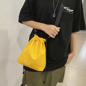 Drawstring Crossbody For Men And Couples, Simple Trendy Nylon Phone B, Lightweight Casual New Sports Bucket Shoulder