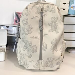 2026 New Nylon Bear For Women Korean Style Middle And High School Students Versatile Lightweight Simple Travel Backpack