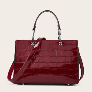 Crocodile Stone Women’s Retro Fashion Tote Large Capacity Shoulder Crossbody Bag