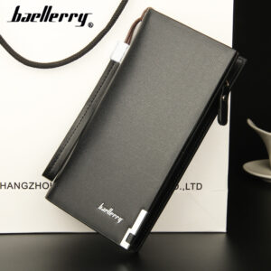 Practical high-end men’s long wallet with multifunctional zipper handle, unisex handbag, multi slot coin purse, simple