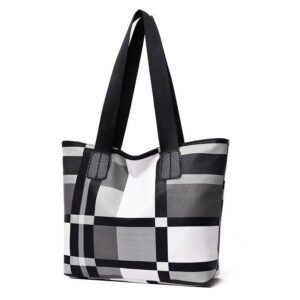 Luxury Designer Plaid Leather Tote Bag Women Large Capacity Casual Shoulder Handbag For Work Shopping
