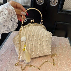 Evening Women, Chinese Style Clip Beaded Solid Color Chain Cheongsam Accessory With Tassel, Fashionable Handheld And