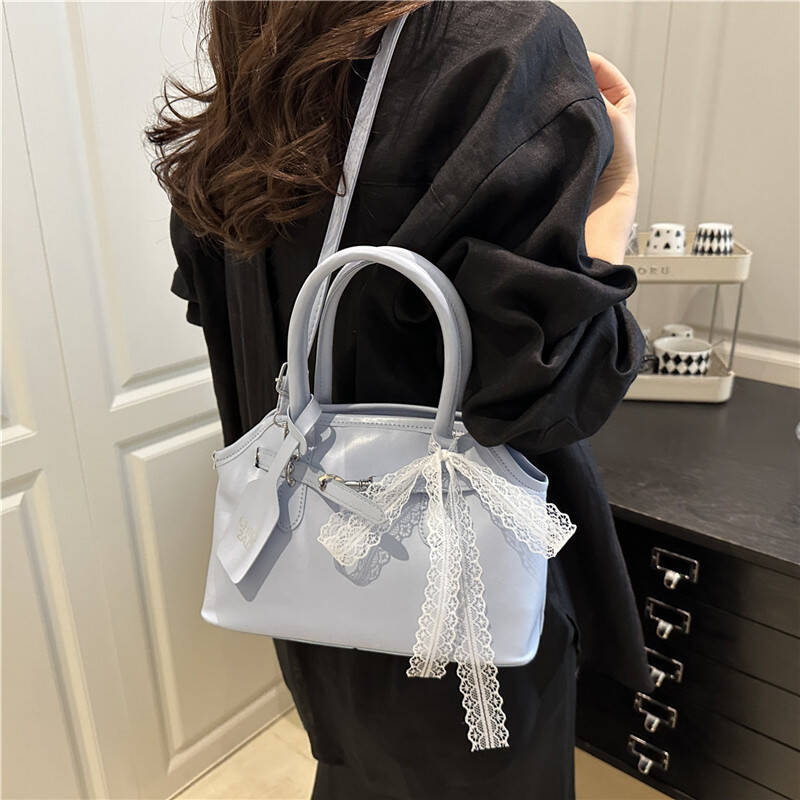 Pink Lace Bow Mini Satchel Bag Women Top Handle Adjustable Crossbody Daily Handbag - Image 4