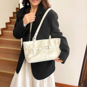 Fashion Glossy Tote Large Capacity Commuter Shoulder Versatile Casual Women’s Bag