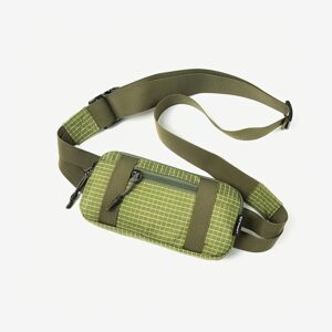 Grid Pattern Waist Fanny Pack Unisex Lightweight Adjustable Crossbody Chest Bag For Running Travel
