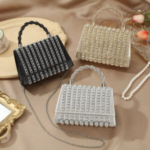 Full Diamond Fashion Handbag Evening Light Style High-end Elegant Socialite Party Versatile Small Square Bag