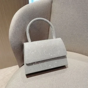 Silver Silk Evening Elegant And Fashionable Banquet Clutch Chain Shoulder Bag Y Wallet Womens Wedding Handbag 240826