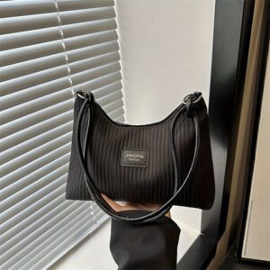Solid Pleated Nylon Hobo Bag Women Knotted Thin Strap Casual Underarm Shoulder Purse