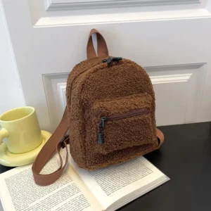 Fashion Small Plush Womens Backpack Mini Shoulder Winter Soft Fluffy Fur Girls School Bag Mochila 241122