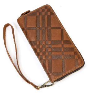New Men’s Genuine Long Crazy Horse Leather Envelope Wallet Large Capacity Clutch For Men