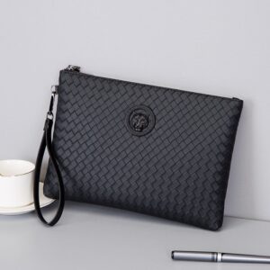 Luxury Designer Classic New Men’s Woven Clutch Large Capacity Tiger Diamond Soft Leather Envelope Bag