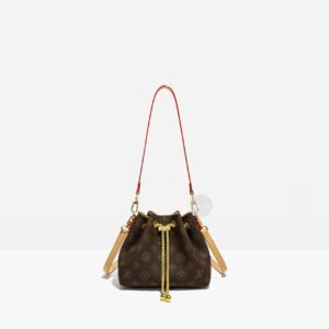 Women’s Retro Print Letter Bucket Shoulder Crossbody Bag Large Capacity New Style