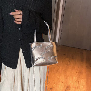 Fashion casual handbags for women new 2026 simple silver small square niche high end texture messenger bag
