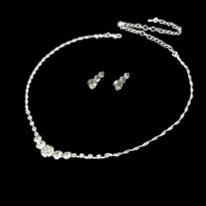 Women’s Jewelry Set – Elegant Rhinestone Necklace, Earrings, Bracelet Brooch Women, Perfect For Evening Parties,