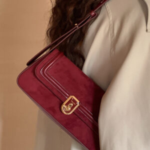 Baguette Bag Daily Matching Lock Closure PU Material Elegant Mature Style Single Shoulder Handbag