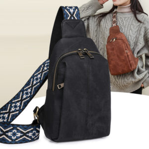 New casual for women, retro outdoor travel wide shoulder strap crossbody women’s chest bag, waist bag