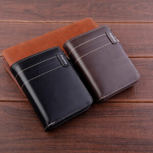 New Short Wallet Zipper Dollar Clip Men’s Oil Wax Leather Driver’s License
