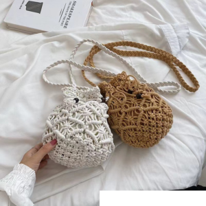 Cross-border hot-selling cute crossbody cotton new summer hollow pattern straw woven seaside holiday beach bag