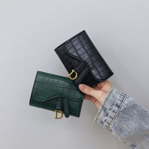 Wallet Women’s Short Alligator Print Embroidered Buckle Coin Purse Three Fold Card Bag Fashion