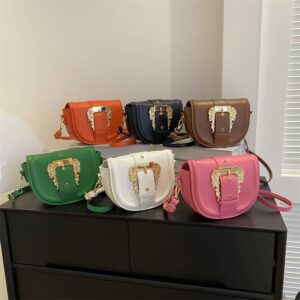 Semi Round Saddle Women’s 2026 New Retro Bag Simple Texture Shoulder Handbag