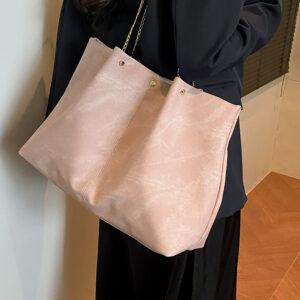 2026 New European And American Retro Soft Leather Handbag Women Large Capacity Casual Shoulder Solid Color Tote Bag