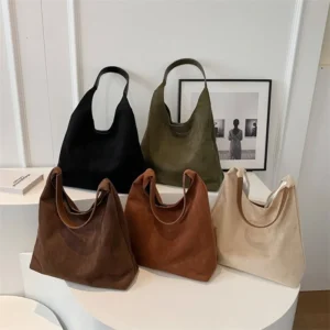 New Bags Women Suede Shoulder Bag Retro Single Large Capacity Trendy Work Hobo Solid Color Hasp Clre Outdoor Travel