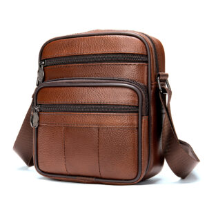 First Layer Genuine Single Shoulder Crossbody Bag For Men, Fashion Business Casual Leather Daily Handbag