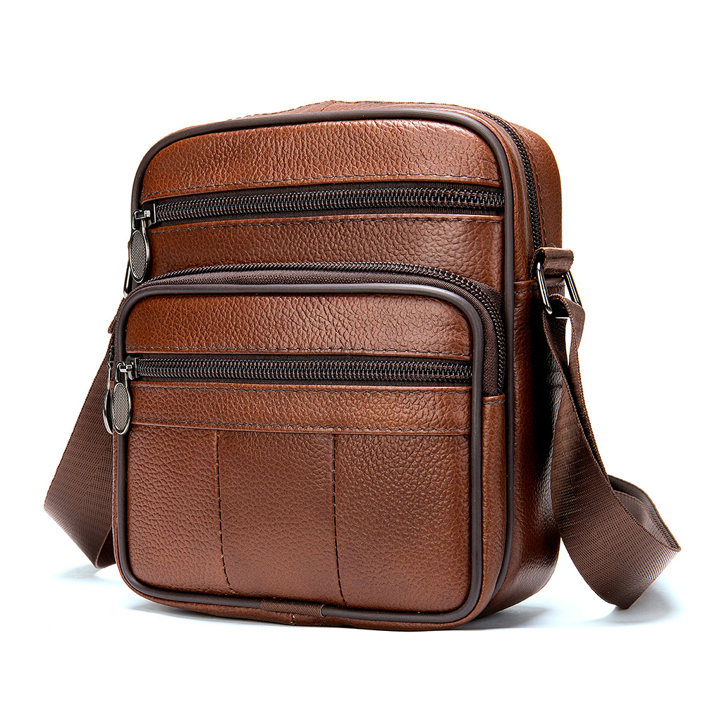 First layer genuine men's Men's single shoulder Business leather casual crossbody bag - Image 10