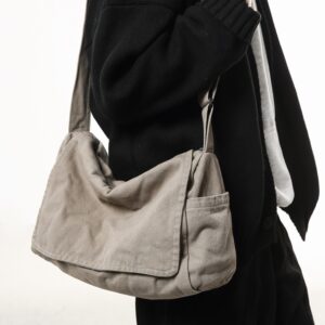 2026 Vinte Japanese‑Style Solid Color Canvas Crossbody For Women, Large‑Capacity Simple Versatile Shoulder Messenger