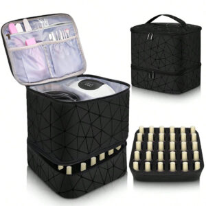 Luxury PVC Large-Capacity Portable Makeup Bag, Nail Polish & Manicure Storage Handbag