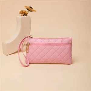 Fashion Long Embossed Double Zip Clutch Bag Women Pu Leather Wristle Card Holder Portable Travel Multi-Compartment Coin