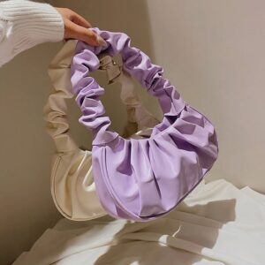 Cartoon Solid Color Pleated Cloud Minimalist Women’s Underarm Bag Kawaii Girl Fashion Versatile Handbag Gifts