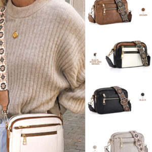 Women’s Crossbody Colorblock Checkerboard Shoulder Bags Adjustable Guitar Straps Fashion Wallets