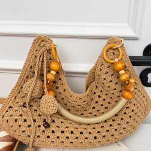 New Hollow Out Large Capacity Women’s Single Shoulder Woven Bag, Casual Versatile Commuting Dumpling Bag