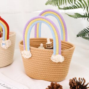 Handmade Cotton Rope Woven Rainbow Wedding Gift Cloud Handbag Fashion Handheld Simple Women’s Bag