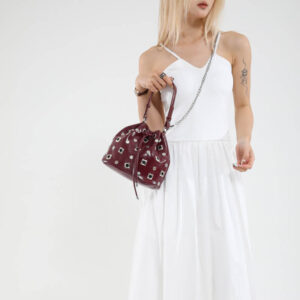 ins Rivet Drawstring Bucket Niche Punk Wind Commuter Handbag Premium Chain Shoulder Messenger Bag