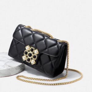 Women’s Bags Diamond-patterned Luxury Handbags Pearl Buckle Large Capacity Trendy Versatile Shoulder Messenger Diamond